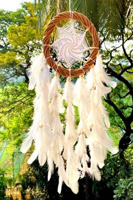 Rooh Dream Catcher  White Magic Wreath Dream Catcher with Pretty Lights  Handmade Hangings for Positivity 2