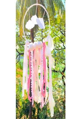 Rooh Dream Catcher Pink Clouds with LED Lights  Handmade Hangings for Positivity,Meditation Room, Yoga Temple, Windchime 3