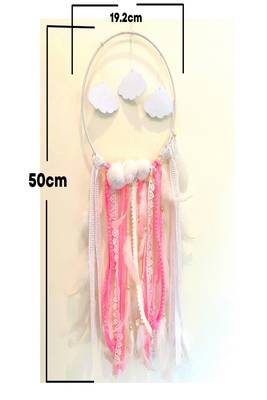 Rooh Dream Catcher Pink Clouds with LED Lights  Handmade Hangings for Positivity,Meditation Room, Yoga Temple, Windchime 5