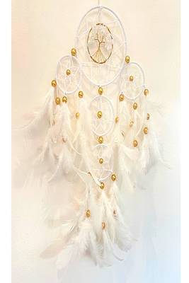 Rooh Dream Catcher  White Tree 4 Tier  Handmade Hangings for Positivity .,Meditation Room, Yoga Temple, Windchime 3