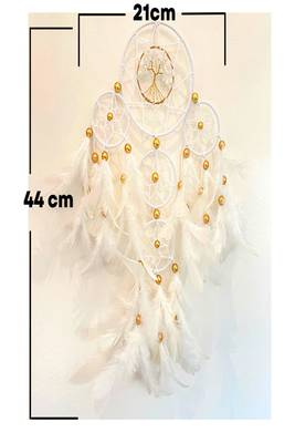 Rooh Dream Catcher  White Tree 4 Tier  Handmade Hangings for Positivity .,Meditation Room, Yoga Temple, Windchime 4