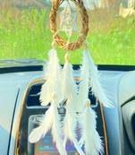 Rooh Dream Catcher  White Wreath Car Hanging  Handmade Hangings for Positivity Can be Used as Home Decor Accents.