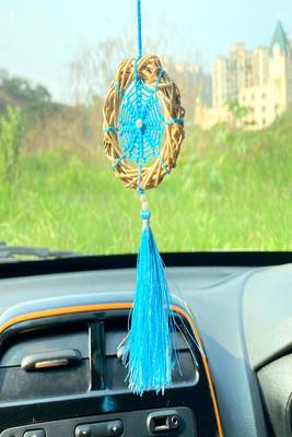 Rooh Dream Catcher Blue Wreath Car Hanging  Handmade Hangings for Positivity Can be Used as Home Decor Accents. 1