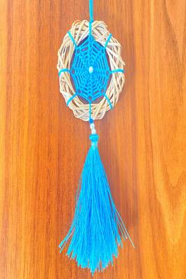 Rooh Dream Catcher Blue Wreath Car Hanging  Handmade Hangings for Positivity Can be Used as Home Decor Accents. 3