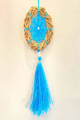 Rooh Dream Catcher Blue Wreath Car Hanging  Handmade Hangings for Positivity Can be Used as Home Decor Accents. 4
