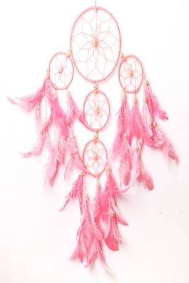 Rooh Dream Catcher  Pastel Pink 4 Tier  Handmade Hangings for Positivity .,Meditation Room, Yoga Temple, Windchime 3