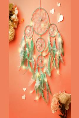 Rooh Dream Catcher Pastel Green & Blue 4 Tier Handmade Hangings for Positivity Meditation Room, Yoga Temple, Windchime 1