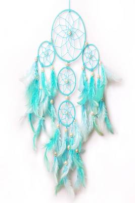 Rooh Dream Catcher Pastel Green & Blue 4 Tier Handmade Hangings for Positivity Meditation Room, Yoga Temple, Windchime 5