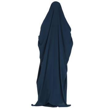 Elegant Navy Blue Kashibo Solid Layered Islamic abaya Set 5