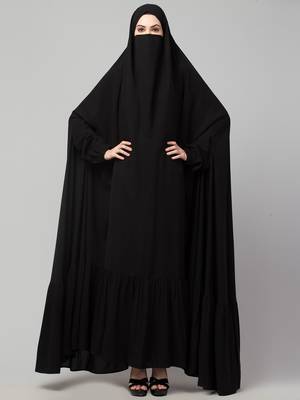Single Piece Jilbab With Adjustable Nose Piece and Frilly Bottom 3