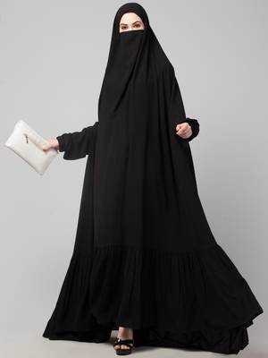 Single Piece Jilbab With Adjustable Nose Piece and Frilly Bottom 4