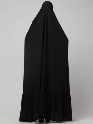 Single Piece Jilbab With Adjustable Nose Piece and Frilly Bottom 5