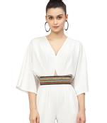 Black & Multi Striped Embellished Canvas Handmade Belt