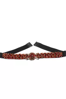 Red & Gold Braided & Beaded PU Handmade Belt
