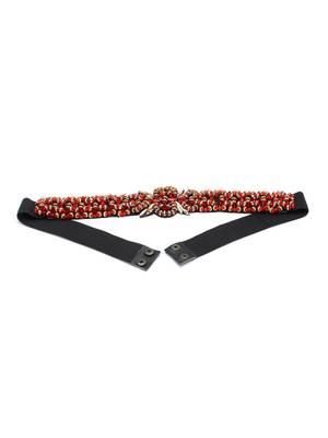 Red & Gold Braided & Beaded PU Handmade Belt 5