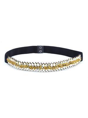Black & Gold Braided & Beaded PU Handmade Belt 4