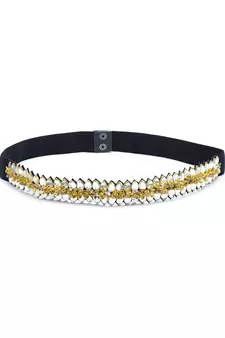 Black & Gold Braided & Beaded PU Handmade Belt