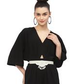 White & Silver Mandala Embellished Velvet Handmade Belt