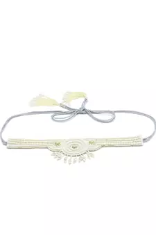 White & Silver Mandala Embellished Velvet Handmade Belt