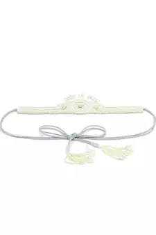 White & Silver Mandala Embellished Velvet Handmade Belt
