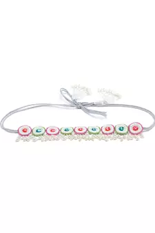 White & Fluorescent Multi Mandala Embellished Velvet Handmade Belt