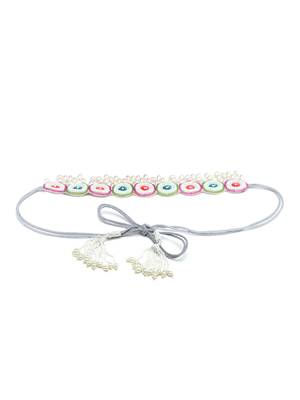 White & Fluorescent Multi Mandala Embellished Velvet Handmade Belt 5