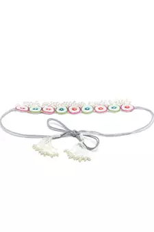 White & Fluorescent Multi Mandala Embellished Velvet Handmade Belt