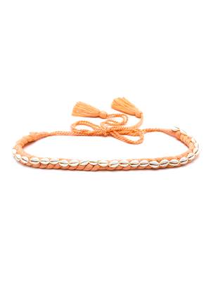 Coral & White Braided Cotton Handmade Belt 4