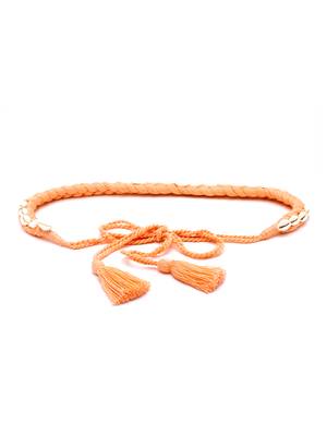 Coral & White Braided Cotton Handmade Belt 5