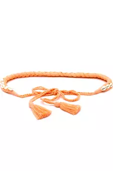 Coral & White Braided Cotton Handmade Belt