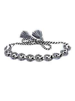 Off White & Black Braided Cotton Handmade Belt 4