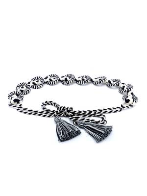 Off White & Black Braided Cotton Handmade Belt 5