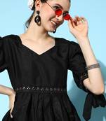 Black plain silk ethnic-kurtis