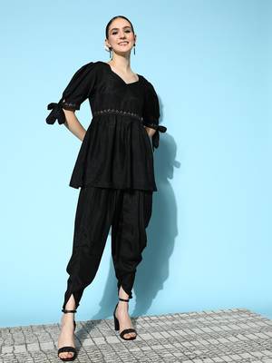 Black plain silk ethnic-kurtis 2