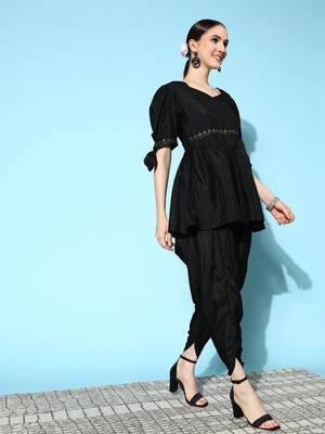Black plain silk ethnic-kurtis 3