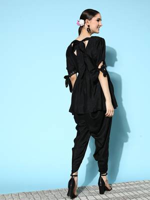 Black plain silk ethnic-kurtis 4