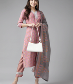 Pink printed silk ethnic-kurtis