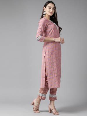 Pink printed silk ethnic-kurtis 2