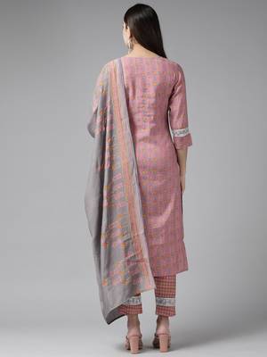 Pink printed silk ethnic-kurtis 3