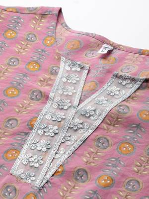 Pink printed silk ethnic-kurtis 4