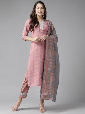 Pink printed silk ethnic-kurtis 5