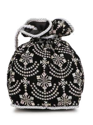 Anekaant Dangle Black & Silver Ethnic Embroidered Velvet Potli 3