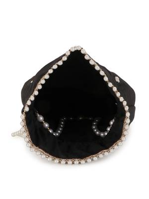 Dangle Black, White & Gold Ethnic Embellished Faux Silk Potli 4
