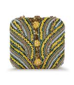 Anekaant Vista Mehandi Green & yellow Quirky Embellished Faux Silk Clutch