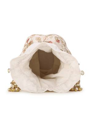 Anekaant Lotus Off White & Dusky Pink Floral Embroidered Faux Silk Potli 4
