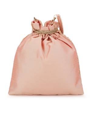 Dangle Dusky Pink & Gold Floral Embellished Faux Silk Potli 3