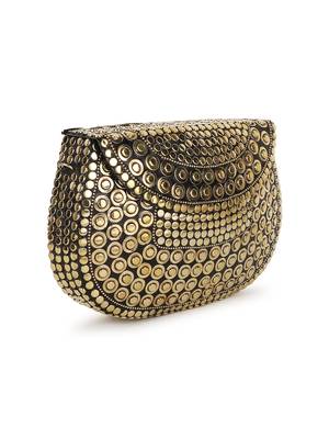 Mosaic Gold Mosaic Embellished Metal Clutch 2