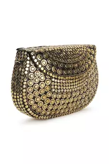 Mosaic Gold Mosaic Embellished Metal Clutch