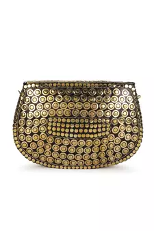Mosaic Gold Mosaic Embellished Metal Clutch
