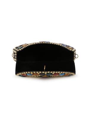 Mosaic Gold & Multi Mosaic Embellished Metal Clutch 4